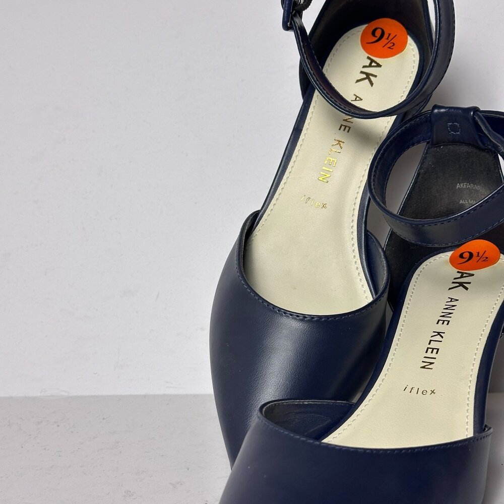 Anne Klein Ankle Strap Heels Women 9.5 Navy Blue Classy Special Occasion Shoes - Picture 6 of 16